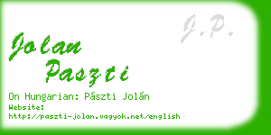 jolan paszti business card