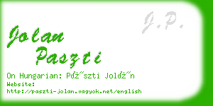 jolan paszti business card